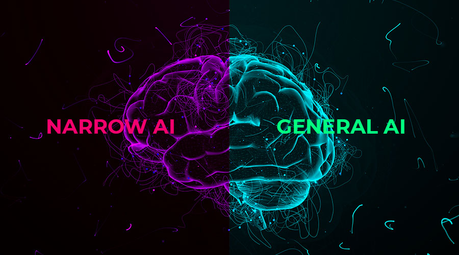 Diagram showcasing Narrow AI vs General AI